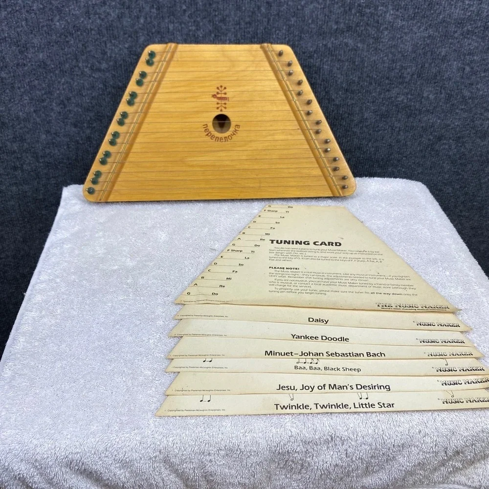 The Music Maker Vintage Lap Harp Zither Wood String Instrument with 12 Songs
